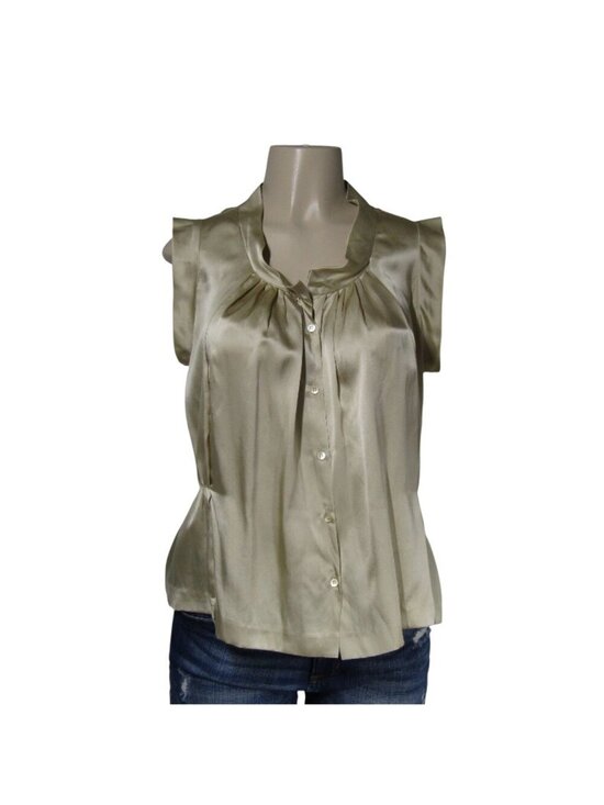 Miu Miu Tops - Miu Miu Silk Sleeveless Blouse in Light Olive